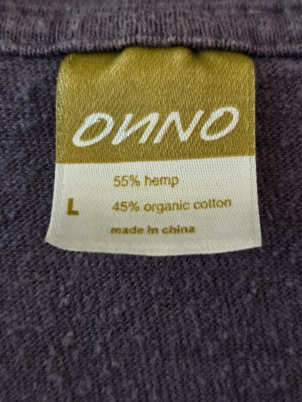 Onno Purple Feather Graphic Scoop Neck Tee Hemp Organic Cotton Eco - Size L - Picture 3 of 4